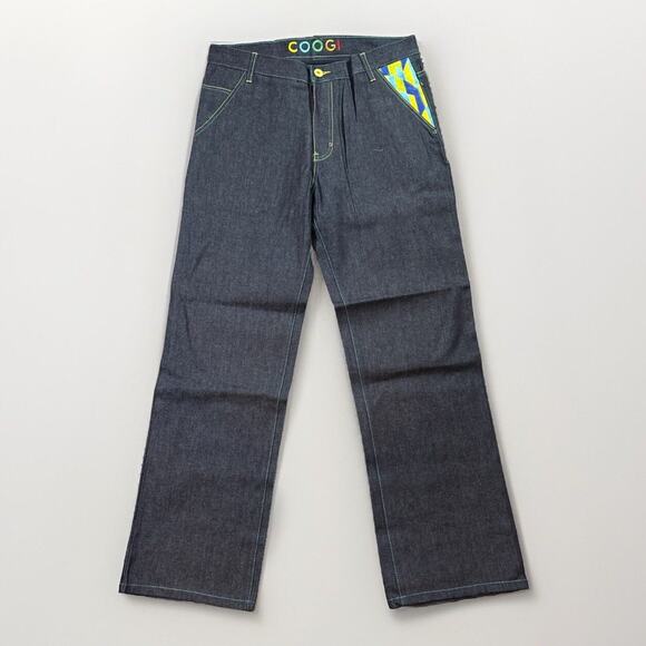 Vintage COOGI Straight Jeans Men's 34x34 Dark Blue Embroidered Abstract Rare - Picture 2 of 7